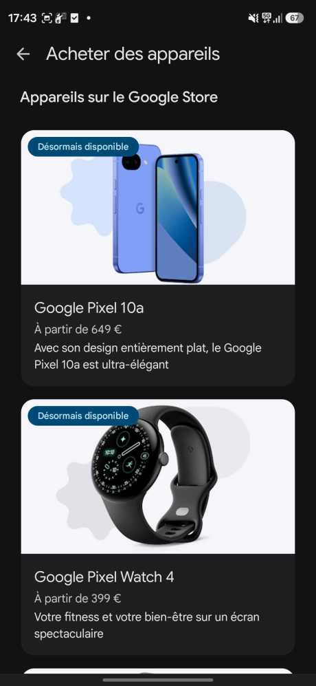 Vous pouvez acheter des appareils sur le Google Play Store // Source : Capture d'écran Frandroid
