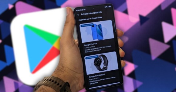 Vous pouvez acheter des produits Pixel directement depuis le Google Play Store. // Source : Photo et montage Frandroid Vous pouvez acheter des produits Pixel directement depuis le Google Play Store. // Source : Photo et montage Frandroid