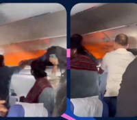 Une batterie externe a pris feu dans le coffre à bagages d'un avion en Inde. // Source : Sudhakar Udumula sur X (montage Frandroid)