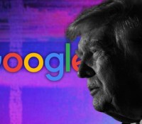 Donald Trump tacle Google. // Source : Photo Maison-Blanche, montage Frandroid