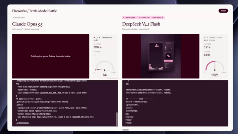 DeepSeek V4.1 Flash 1017 : le jeu Tetris créé en 11 secondes, sept fois plus vite que Claude