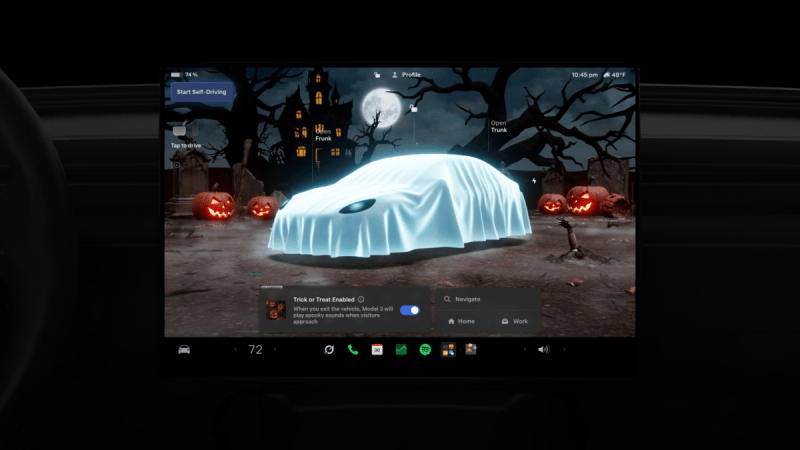 Sons effrayants, phares qui clignotent, photobooth : Tesla lance son Halloween Mode