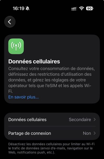 Données cellulaires iPhone