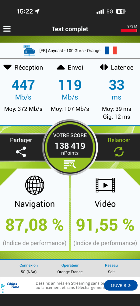 Test de débit Roamance à Genève (5G NSA - outdoor)