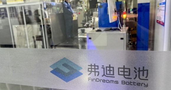 Un libellé FinDreams Battery dans l'usine BYD à Wenzhou.