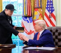President Donald Trump participates in a press conference with departing DOGE adviser Elon Musk, Friday, May 30, 2025, in the Oval Office. (Official White House Photo by Molly Riley)