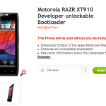 Motorola annonce le RAZR Developer Edition avec bootloader déverrouillé Motorola annonce le RAZR Developer Edition avec bootloader déverrouillé