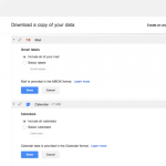 Google Takeout : l&rsquo;exportation de données se poursuit avec Gmail et Google Agenda