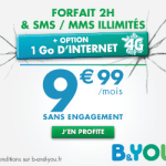 B&You : un forfait 4G à 10 euros en série limitée pour l’été ! B&You : un forfait 4G à 10 euros en série limitée pour l’été !