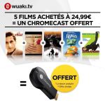 Bon plan&nbsp;: un Chromecast + 5 films = 21,90 euros seulement avec Wuaki